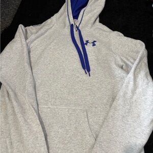 LG Gray and Blue Under Armour Hooded Sweatshirt